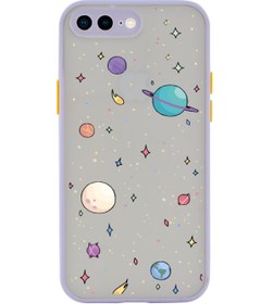 Resim mooodcase Iphone 8 Plus Uyumlu Lila Kamera Lens Korumalı Gezegenler Desenli Lüx Telefon Kılıfı 