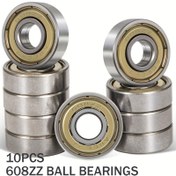 Resim 10 adet 608ZZ Bilyalı Rulmanlar (8x22x7mm) Araba Çantaları, Kaykaylar, İplik Kaykaylar için Rulman Çeliği ve Bi-Metal Mühürlü Derin Oluklu Bilyalı Rulmanlar 