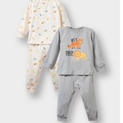 Resim Defacto Erkek Bebek 4lü Pijama Takımı Safari Baskılı Uzun Kollu Penye Üst Uzun Alt F7197a525auer233 Ekru 