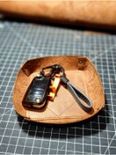 Resim FH LEATHER GOODS Hakiki Deri El yapımı Kase Oto Ev Organizer - Düzenleyici Deri Tabak (15cmX15cm) (Kişiselleştirmeli) 