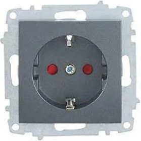 Resim Elbi Zena Füme Çocuk Akım Korumalı Kapaklı Topraklı Priz M+K 