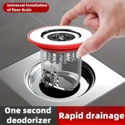 Resim Deodorant Çekirdekli Banyo Zemin Gideri | Geri Akış Karşıtı, Suya Dayanıklı Izgara, Koku Kontrolü | Kanalizasyon Cihazı, Kırmızı ve Beyaz Plastik, Delikli Drenaj Kapağı, Silikon Drenaj, Banyo Aksesuarları 