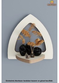 Resim Ahşap Dekoratif Duvar Rafı Mts-125 Beyaz 