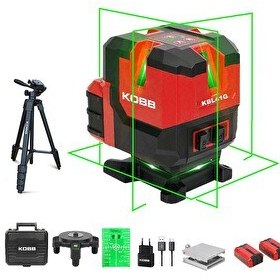 Resim Kobb KBL41GTP 30M 4x90⁰/1x360⁰ Otomatik Hizalamalı Li-ion Çift Akü Profesyonel Yeşil Çizgi Lazer Distomat - Tripod 