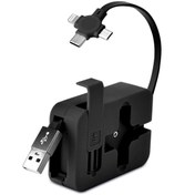 Resim Eşya Dünyası BUFFER® Cep Tipi Telefon Tutuculu Makaralı Uzayıp Kısalabilen 3'ü 1 Arada USB Şarj Kablosu 