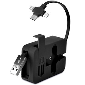 Resim Eşya Dünyası BUFFER® Cep Tipi Telefon Tutuculu Makaralı Uzayıp Kısalabilen 3'ü 1 Arada USB Şarj Kablosu 