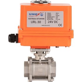 Resim Unox DN25 - 1" 24 V Dc Elektrikli Aktüatörlü Dişli Küresel Vana 3 Parçalı 