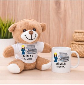 Resim Bayan Mimara Hediye Peluş Ayıcık Ve Kupa Bardak 