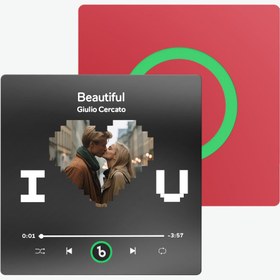 Resim FridgeBeats Seni Seviyorum Kalpli Tasarım - Kişiye Özel Müzikli Magnet - Noel Kırmızısı / Pro - Bluetooth 5.4 ve Stereo Ses 