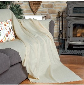 Resim Mikrofiber Şönil Fitilli Minimalist Koltuk Örtüsü - 175x215 Cm, Çift Taraflı, Kaymaz, Terletmez Ekru Ekru 