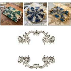 Resim Tahtakale Toptancı Barok Desenli Vintage Stil Lüks Tepsi Ve Sunum Kulpu 9 Cm 2 Adet Gümüş 