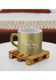 Resim Bk Gift Kişiye Özel İsimli Gold Renkli Middle Çay & Kahve Fincanı-2, Arkadaşa Hediye, Sevgiliye Hediye, Doğum Günü Hediyesi Kobitmeyencom32501 Bk Gift 
