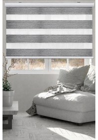 Resim Perdecizade Enxboy Gri Geniş Pliseli Zebra Perde-cocuk Odasi-mutfak-salon-ofis-stor Perde Pz-8001 Renkli 