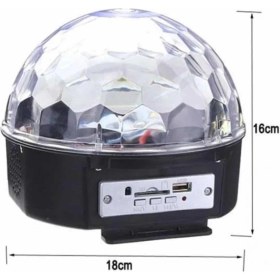 Resim Marsilyan Disko Topu Renkli Işıklı Lazer Parti Bluetooth Bağlantılı Led Küre 
