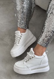 Resim Shoebutik Special Beyaz Gizli Dolgu Taşlı Taban Kadın Sneakers 