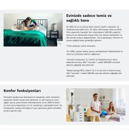 Resim Bosch 37.5m² Etkili Sessiz Modlu Akıllı Sensörlü ve Hepa Filtreligeliştirilmiş %99.9 Virüs ve Bakteri Temizleme Hava Temizleme Cihazı Air 2000 