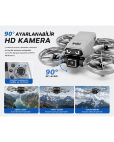 Resim Airstorr Drone V8 Mini Drone Hd Kameralı Wifi Fpv Telefon Ekranlı Akıllı Drone Beyaz 