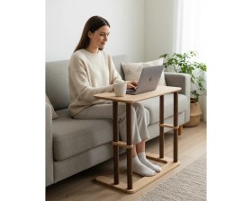 Resim Cmdwood Cmd Wood Hempam Laptop Masası-Çalışma Sehpası - Ergonomik, Dayanıklı & Çok Yönlü Kullanımı - Ofis & Ev Için Çok Amaçlı Mdf’lam ve Ahşap Ayaklı 