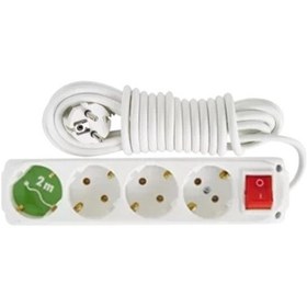 Resim Almera Anahtarlı Topraklı 4'lü 2 m Grup Priz 