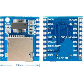 Resim ARS Robotechnicals Xy-v17b Mp3 Wav Ses Çalma Modülü Micro Sd 32gb Hafıza Fat16 Fat32 24 Bit Dac 