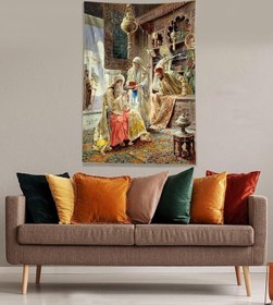 Resim Pelangi Multirenk Osmanlı Sultanları Leke Tutmaz Kadife Kumaş Duvar Örtüsü Duvar Halısı Tapestry WLL302, 35 x 50 