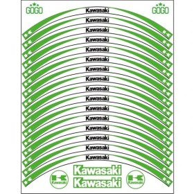 Resim Gogo Premium Yeşil Beyaz Kawasaki Reflektörlü Jant Şeridi 