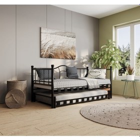 Resim Argimo Kamelya Yavrulu Daybed Sedir Siyah Karyola 90x190 