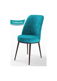 Resim Canisa Concept Dexa Serisi 1 Adet Turkuaz Mutfak Sandalyesi Metal Kahverengi Ayaklı Sandalye Turkuaz Ayaklar Kahve 