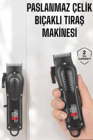Resim Sıfır Tıraş Makinesi Dijital Göstergeli Paslanmaz Çelik Bıçaklı Taşınabilir 