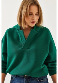 Resim Shade Kadın Kapişonlu V Yaka Sweatshirt 60351253 - Yeşil 
