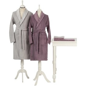 Resim Özdilek Happy Set 5 Parça Aile Bornoz Seti-camellia Gri Mürdüm Mürdüm - Gri 