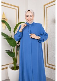Resim Nevayla Moda Salaş Kesim Aerobin Kumaş Ferace / Mavi - F137 
