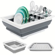 Resim Katlanabilir Bulaşık Kurutma Rafı ile Mutfak Aleti Tutucu, Ev için Yerden Tasarruflu Katlanır Lavabo Süzgeci, Karavanlar ve Kamplar için Uygun - Seyahat Römorkları ve Karavanlar için İdeal 1 Adet Plastik Bulaşık Rafı 