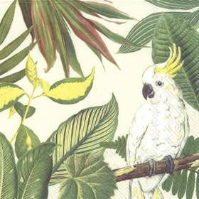 Resim Cockatoo Krem Papağanlı Yemek Peçetesi 