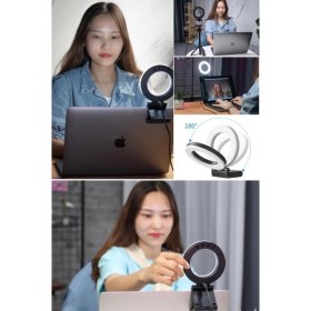 Resim Munico Uzaktan Çalışma Için Dizüstü Monitör Lambası Üzerinde 6 Inç Video Kiti Kısılabilir LED Halka Işık 