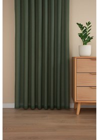 Resim Premium Natural Keten Dokulu Soft Dökümlü Pileli Tül Perde Salon Oturma Odası Yatak Odası Çocuk Odas Yeşil 