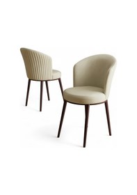 Resim Canisa Risa Serisi 1 Adet Krem Mutfak Sandalyesi Kahverengi Metal Ayak 1.sınıf Babyface Kumaş Krem Sandalye Kahve Ayak 