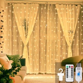 Resim Beyaz USB 3x3 mt - 200 LED Peri LED Dekor Lamba (5060) 