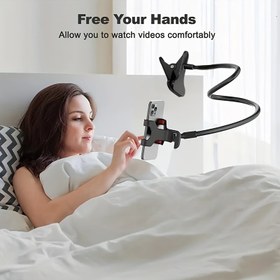 Resim Gooseneck Telefon Tutucu - Evrensel 360 Derece Esnek Stand, Masaüstü ve Yatak Montajı Uzun Kol Kelepçesi ile, 3.5 ila 17.02cm Cihazlar için Uygun, Ev, Kiralık, Yurt Kullanımı İçin Mükemmel 