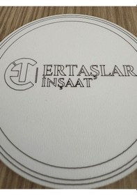 Resim 10'lu Kişiye / Şirkete Özel Logolu Bardak Altlığı Seti Lazer Kesim Kurumsal Hediye 9 Cm Beyaz 