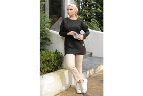 Resim Starseven Yeni Stil Siyah Arma Detaylı Tunik 10020 