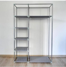 Resim Reyo Prado Elit Yandan Raflı Çelik Profilli Bez Dolap Gri 