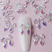 Resim 50 adet Iridesan Fiyonk Tırnak Süsleri - DIY Manikürler için Holografik Simli Tırnak Sanatı Dekorasyonları, Renkli 3D Kelebek Düğüm Tasarımı, Yaratıcı Tırnak Sanatı Projeleri için Mükemmel, Tırnak Aksesuarları 