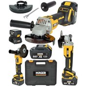 Resim Mager 88 Wat 10 Ah Kömürsüz Motor Çift Akülü Taşlama Spiral Makinası Sarı 