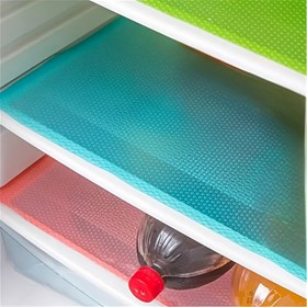 Resim 4 Adet COUIUS Buzdolabı Astarı - Yıkanabilir, Su Geçirmez ve Yağya Dayanıklı Kaymaz Tabanlı Raf Koruyucu (Açık Mavi, Turuncu, Pembe) - Çekmeceler, Dolaplar, Dondurucu için Çok Renkli, Dayanıklı Mutfak Organizasyon Aksesuarları, Dokulu Yüzey Mat, Yağa Dirençli Malzeme 