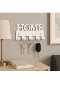 Resim Lunoart Home Yazılı Metal Anahtarlık Askısı Duvar Tipi Anahtar Organizer Beyaz 