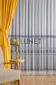 Resim Kapadokya Gri Şeritli Seyrek Pileli 1X2 Aplik Tül Perde, 550 x 240 