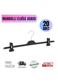 Resim 20 Adet Mandallı Pantolon & Etek Askısı Metal Kıskaçlı, Kırışma Önleyici Süngerli, Kaymaz Tasarım Siyah 