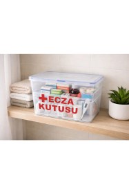 Resim Deembro Ecza Kutusu 9 Lt Ecza Dolabı Çantası Ilaç Saklama Kabı Hava Almaz Vakumlu Silikonlu Yazılı Özel Seri 