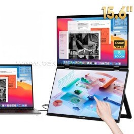 Resim Zeuslap Z15WT 2x15.6" Çift Ekran 1920*1080@60Hz Full HD IPS Panel Type-C 250Cd/m² Dokunmatik, Taşınabilir Monitör (ZL-Z15WT) 